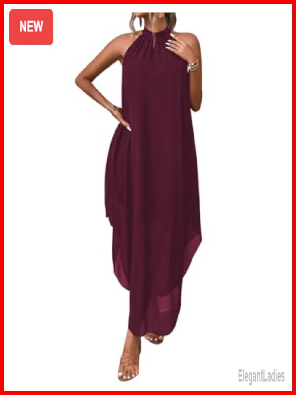 Verdusa Formal Halter Flowy Chiffon Maxi Dress Wedding Guest